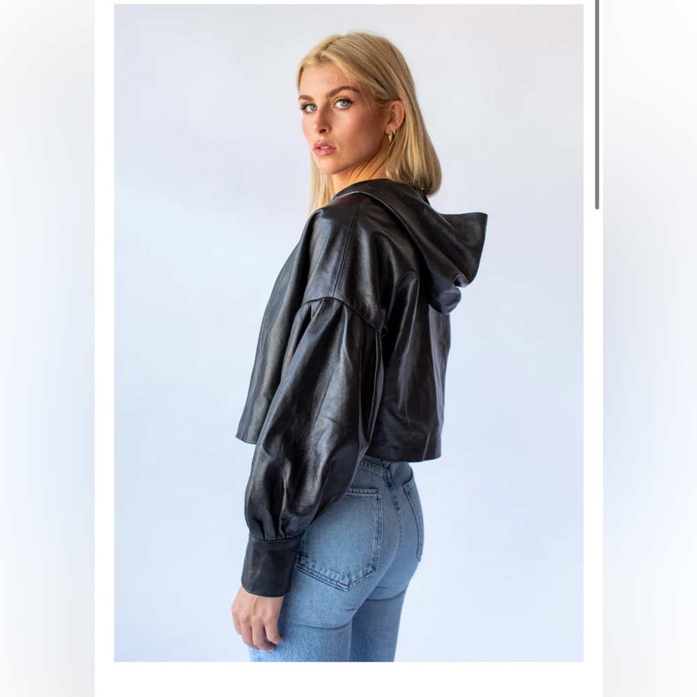 NWT Noelly Hooded Leather Jacket